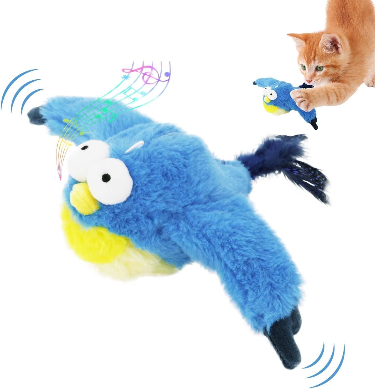 Interactive Chirping Bird Cat Toy – 2025 Flying & Flapping Feathered Fun for Indoor Cats