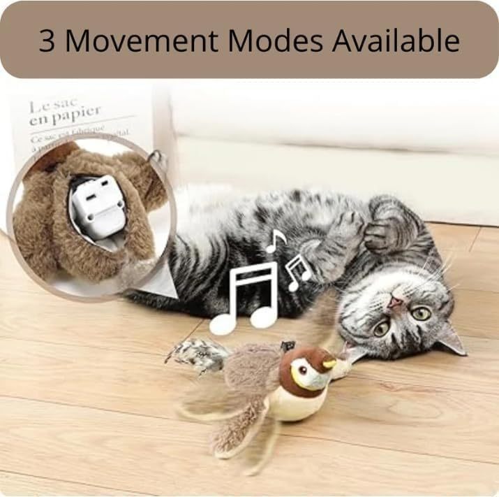 Interactive Chirping Bird Cat Toy – 2025 Flying & Flapping Feathered Fun for Indoor Cats