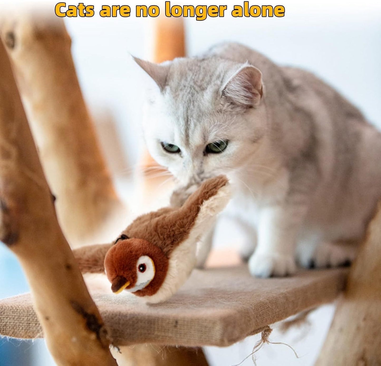 Interactive Chirping Bird Cat Toy – 2025 Flying & Flapping Feathered Fun for Indoor Cats