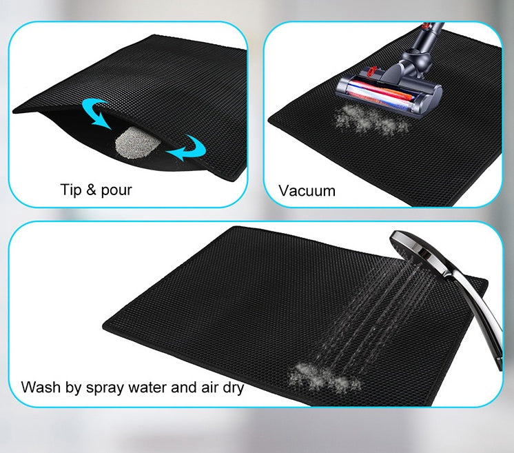 Honeycomb Waterproof Cat Litter Mat – Double-Layer Urine-Proof EVA Trap Pad
