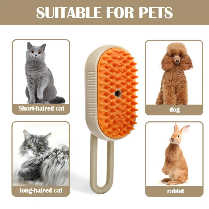 3-in-1 Steam Pet Brush – Grooming, Detangling & Relaxing