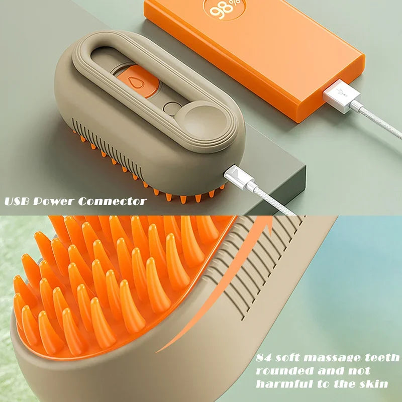3-in-1 Steam Pet Brush – Grooming, Detangling & Relaxing