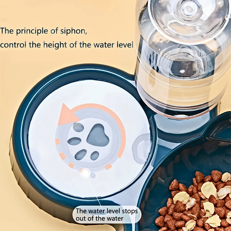 3-in-1 Cat Bowl Set – Tilted Food & Water Feeder with Bottle