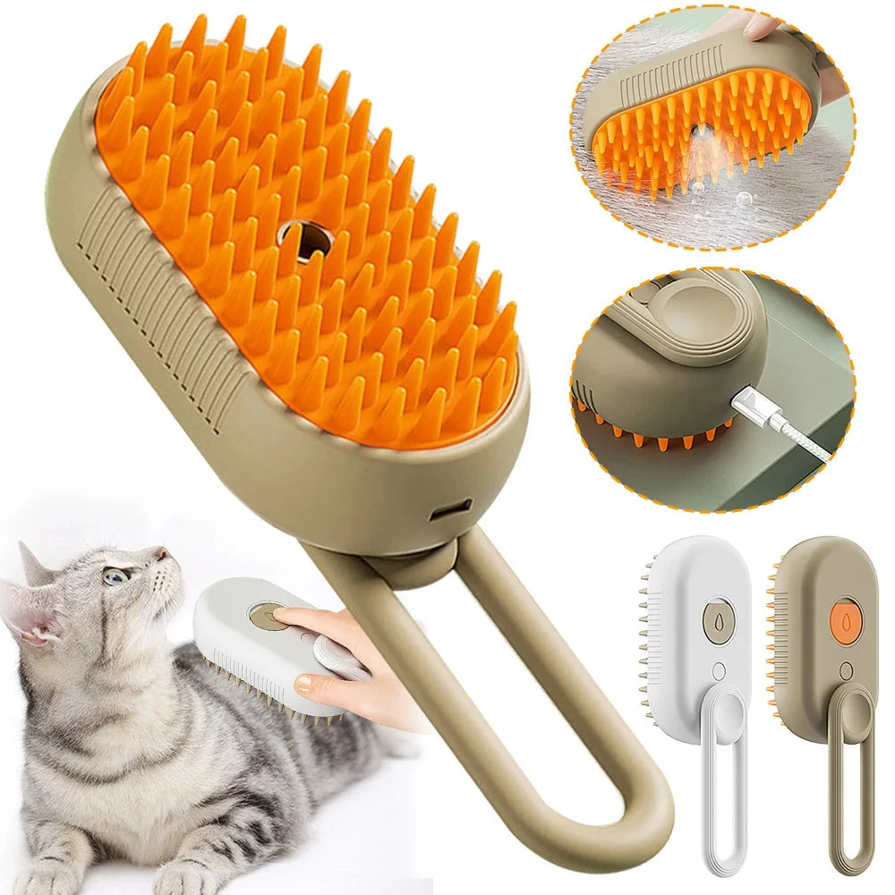 3-in-1 Steam Pet Brush – Grooming, Detangling & Relaxing