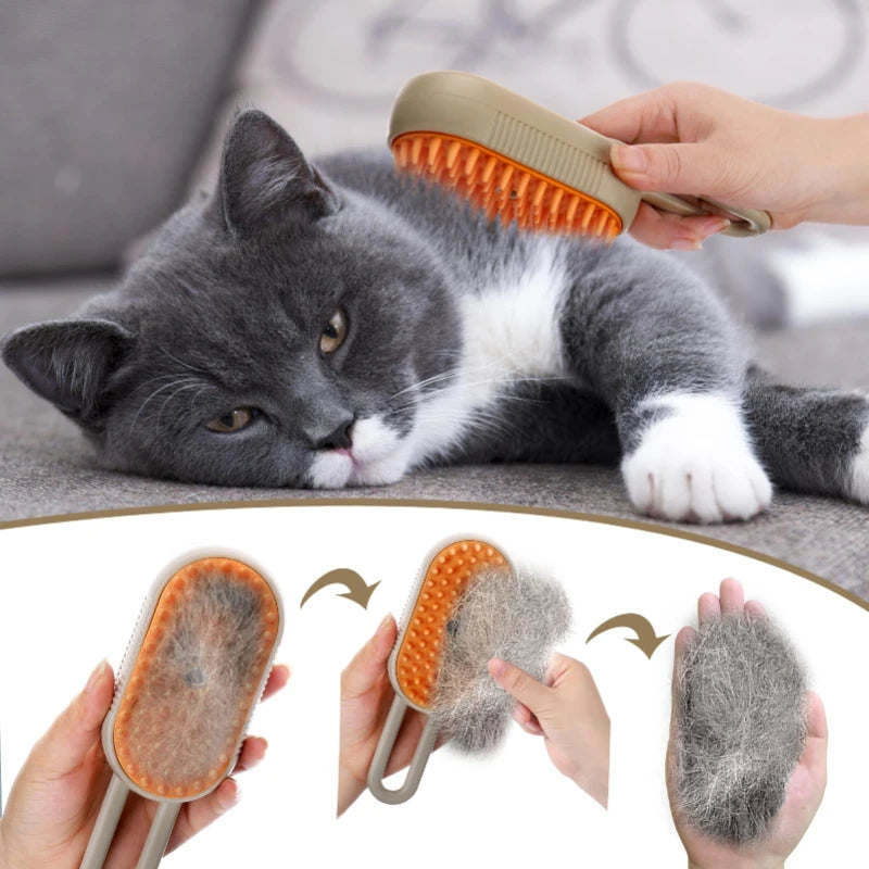 3-in-1 Steam Pet Brush – Grooming, Detangling & Relaxing
