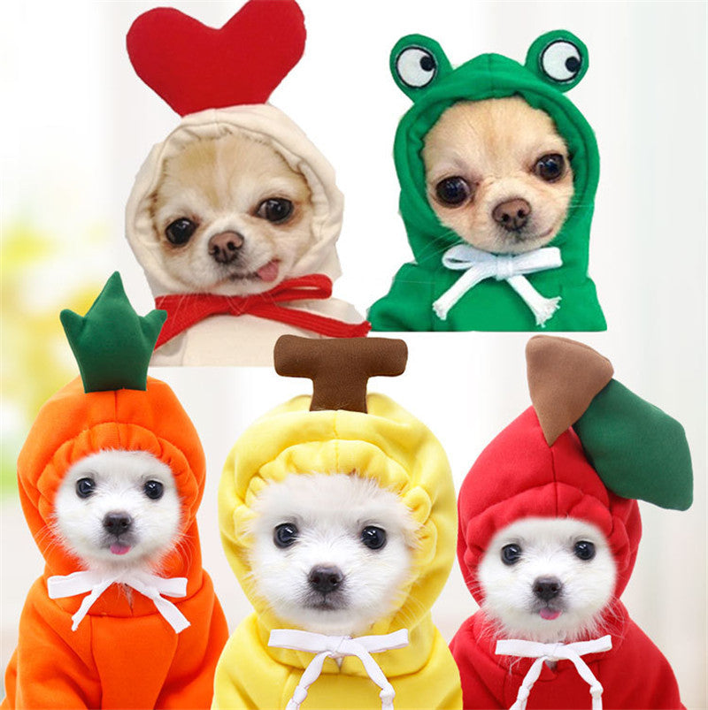 Cute Fruit Dog Hoodies – Winter Fleece Clothes for Small Dogs & Cats