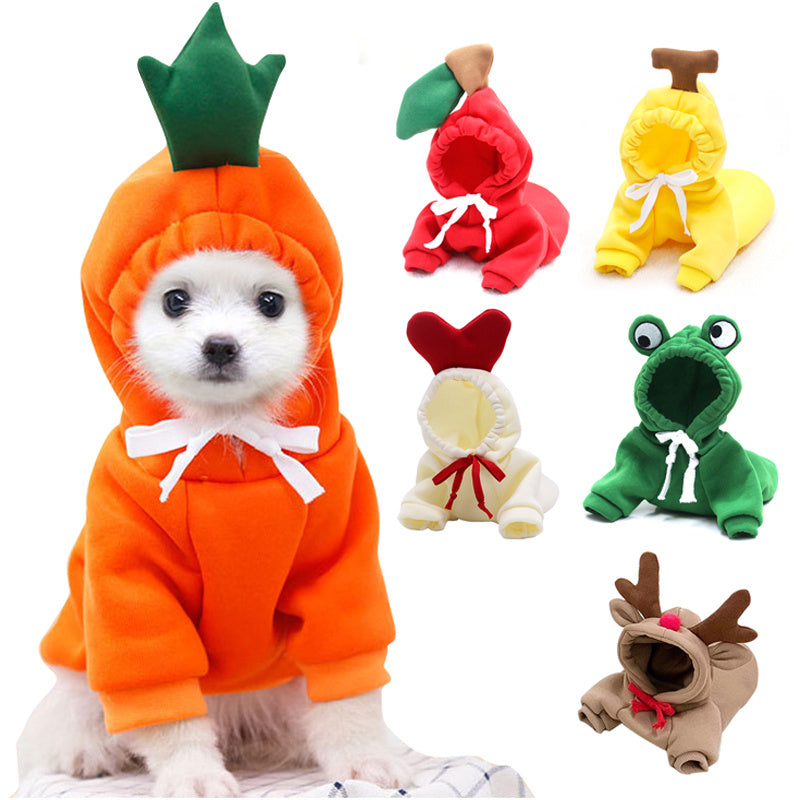 Cute Fruit Dog Hoodies – Winter Fleece Clothes for Small Dogs & Cats