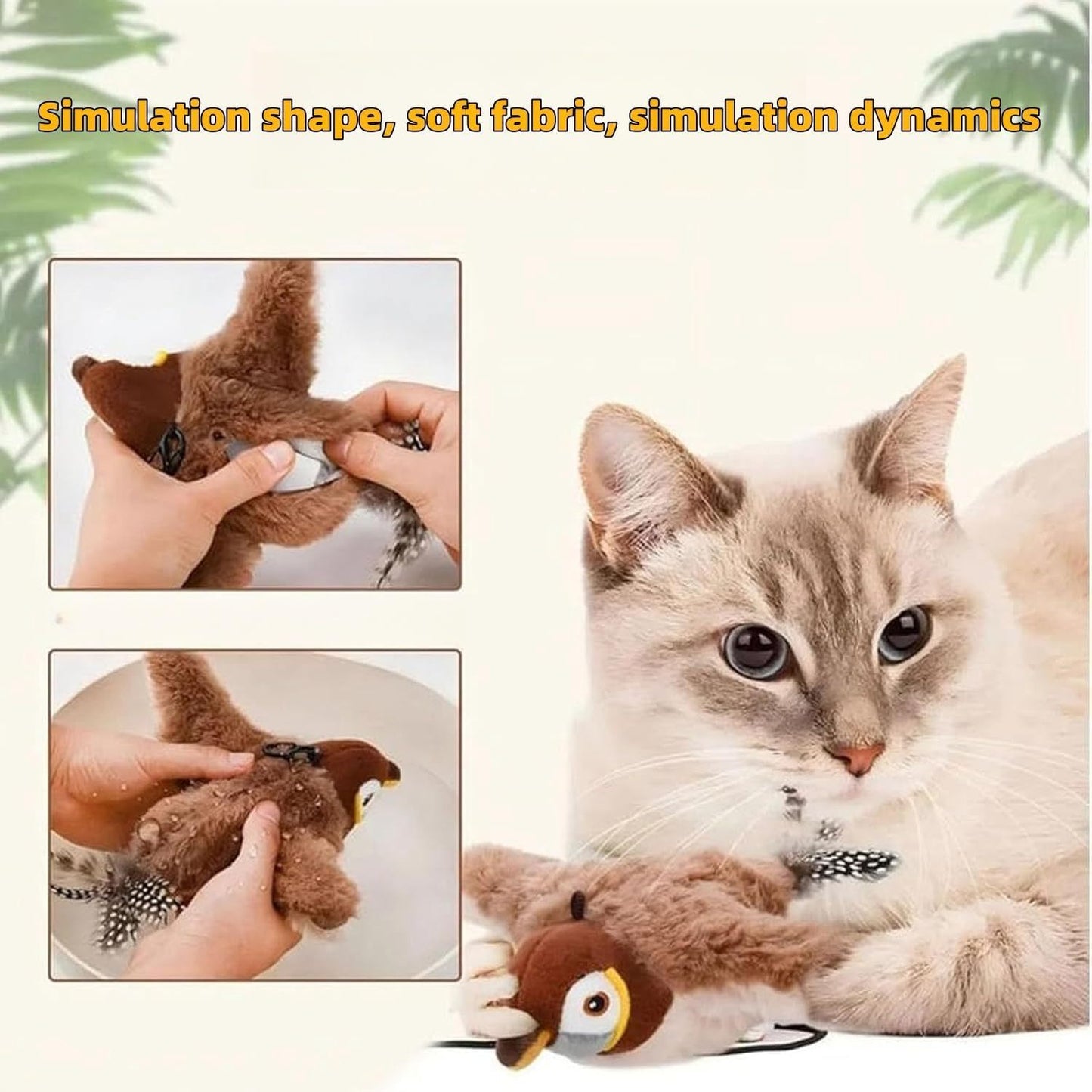 Interactive Chirping Bird Cat Toy – 2025 Flying & Flapping Feathered Fun for Indoor Cats