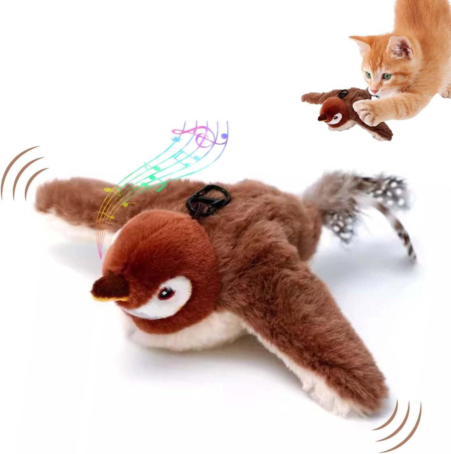 Interactive Chirping Bird Cat Toy – 2025 Flying & Flapping Feathered Fun for Indoor Cats