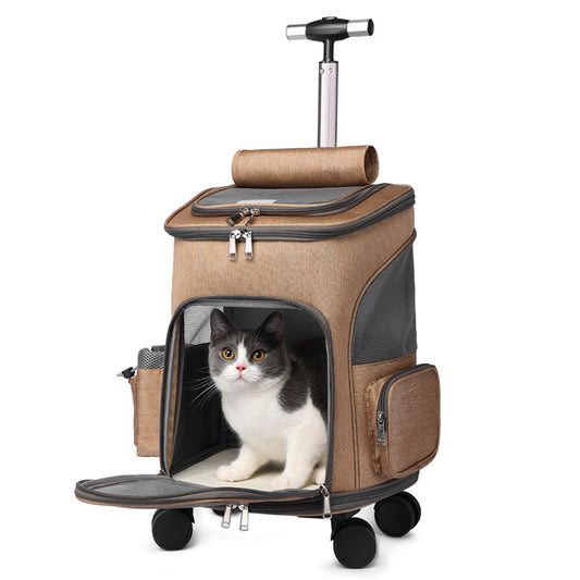 Portable Folding Trolley Pet Backpack Traveling Bag