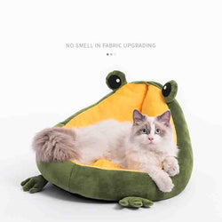 Cozy Winter Frog Nest: The Perfect Semi-Enclosed Bed for Cats