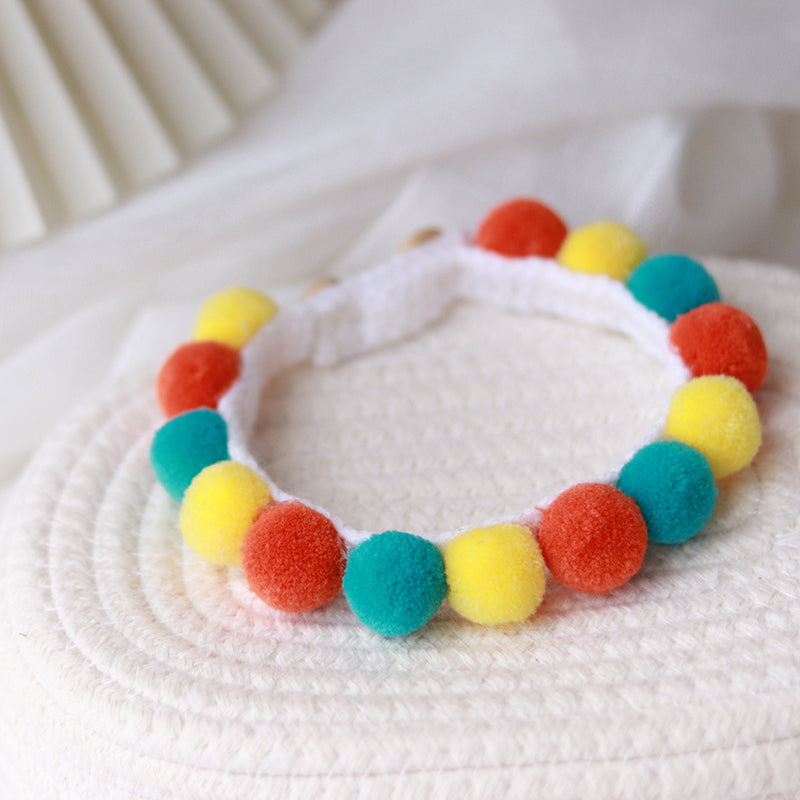 Colorful Pom-Pom Ball Collar for Cat Fashion-Forward Felines