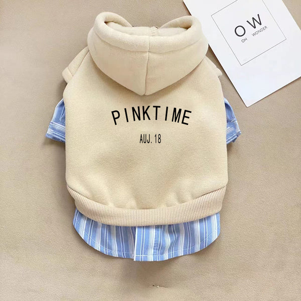 Cozy Cotton Layered Hoodie with Plaid Accents - PINKTIME Collection, Pre-Fall Edition