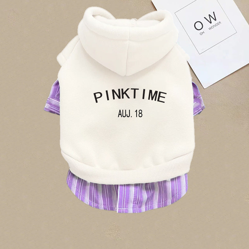 Cozy Cotton Layered Hoodie with Plaid Accents - PINKTIME Collection, Pre-Fall Edition