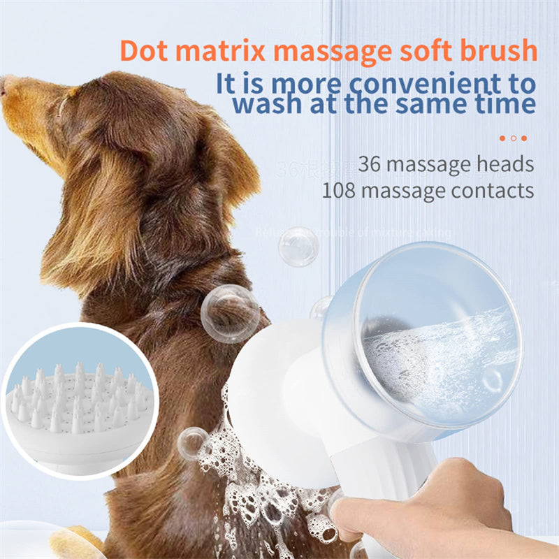 2-in-1 Electric Pet Spa Brush: Foaming Shampoo Dispenser & Massage Comb for Dogs and Cats