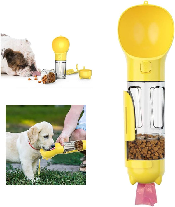 3-in-1 Portable Dog & Cat Water Bottle with Food Feeder & Poop Dispenser - Leak-Proof & Multifunctional