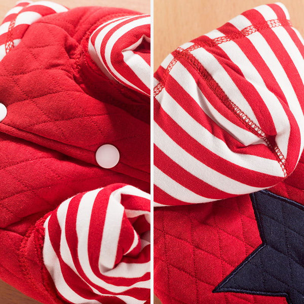 Double Delight: Trendy and Warm Pet Outfits - Quilted Lime Hoodie and Patriotic Puffer Coat for Small Dogs