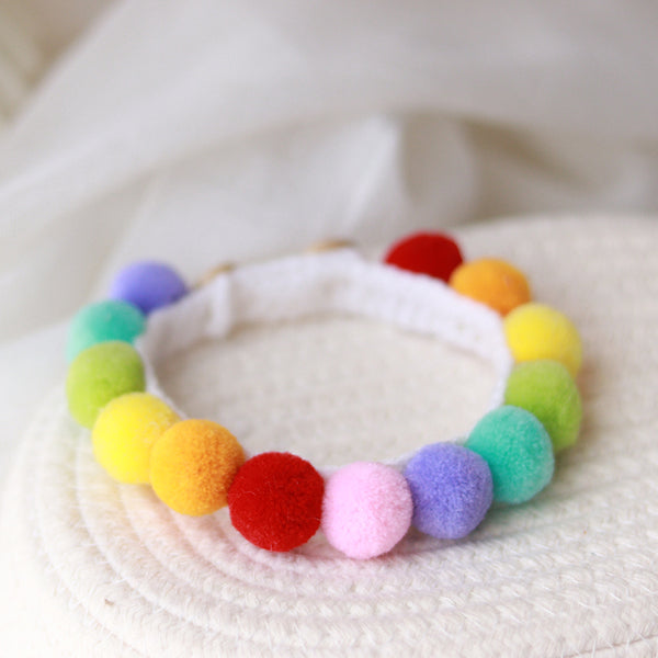 Colorful Pom-Pom Ball Collar for Cat Fashion-Forward Felines