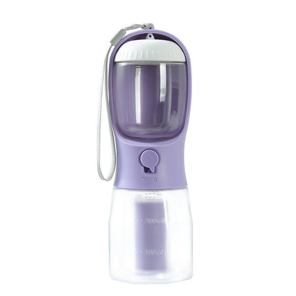 3-in-1 Dog Water Bottle – Portable Pet Cup with Food Container & Waste Bag Holder