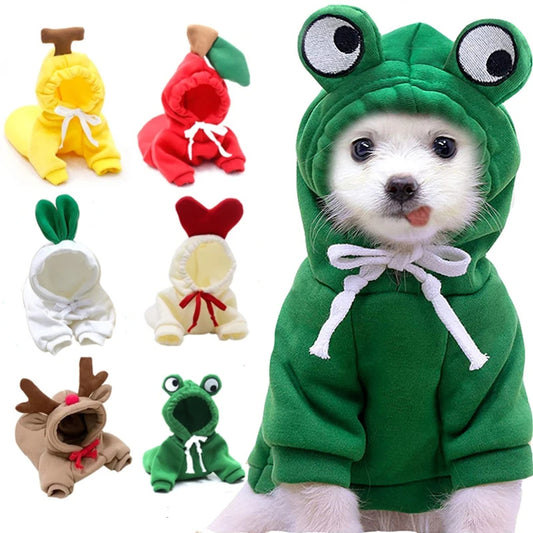 Cute Fruit Dog Hoodies – Winter Fleece Clothes for Small Dogs & Cats
