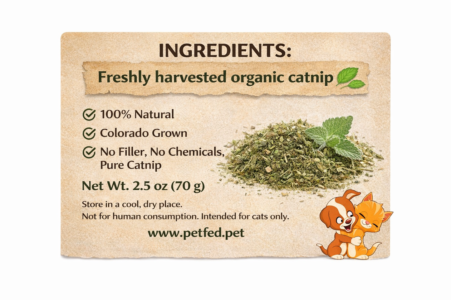 Unprocessed Freshly Harvested Organic Catnip – 2.5oz