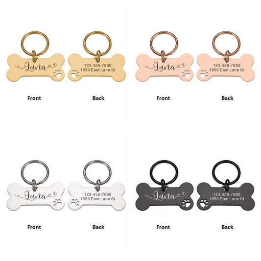 Personalized Dog Tag with Custom Name & Wavy Line Design