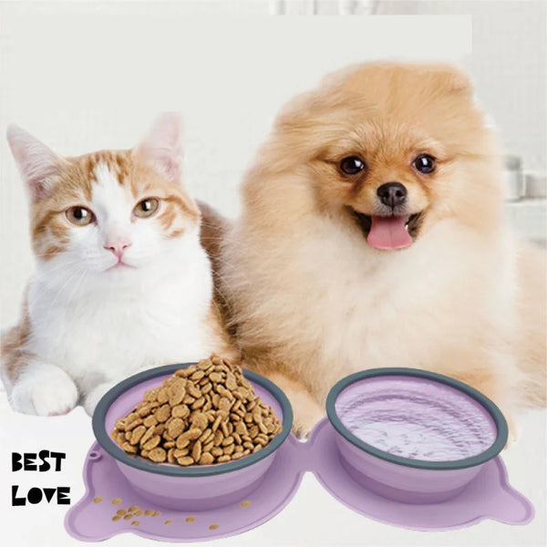 Travel Paws: Compact 2-in-1 Collapsible Pet Bowl for Dogs & Cats