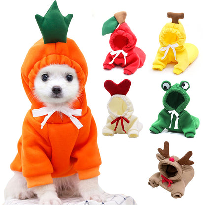 Cute Fruit Dog Hoodies – Winter Fleece Clothes for Small Dogs & Cats